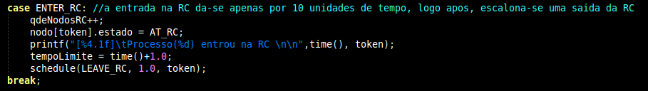 coordenação da entrada na RC